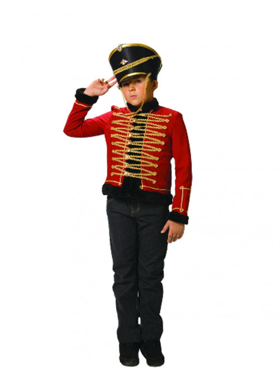 Карнавальный костюм Гусар красный с черным кивером взрослый