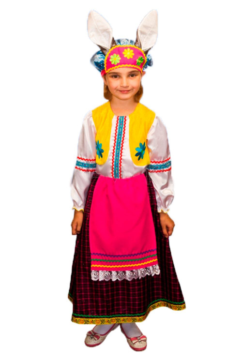 Карнавальный костюм "Зайка-хозяюшка" детский, для девочки