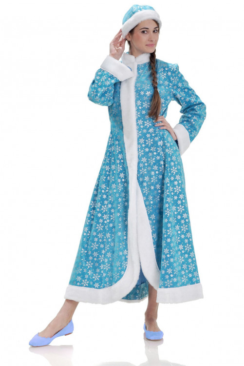 Карнавальный костюм взрослый "Снегурочка" со снежинками