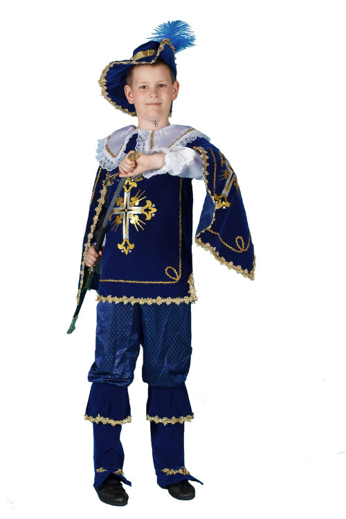 Карнавальный костюм "Мушкетер короля" синий детский