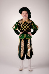 Карнавальный костюм "Принц" из зеленого велюра, детский
