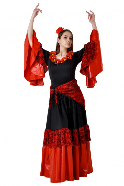 Карнавальный костюм "Цыганка" красно-черный