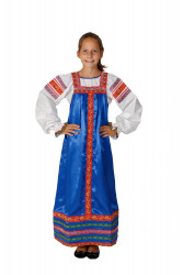 Карнавальный русский костюм для девочек "Алёнушка" атлас детский