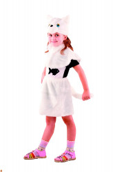Карнавальный костюм "Кошка белая" детский, для девочки