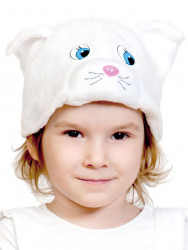 Маска-шапочка Кошечка белая детская