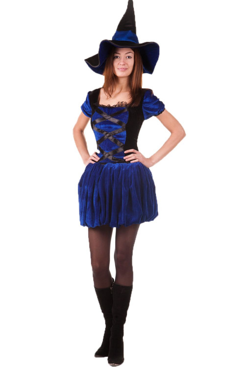 Карнавальный костюм "Ведьмочка в синем" 