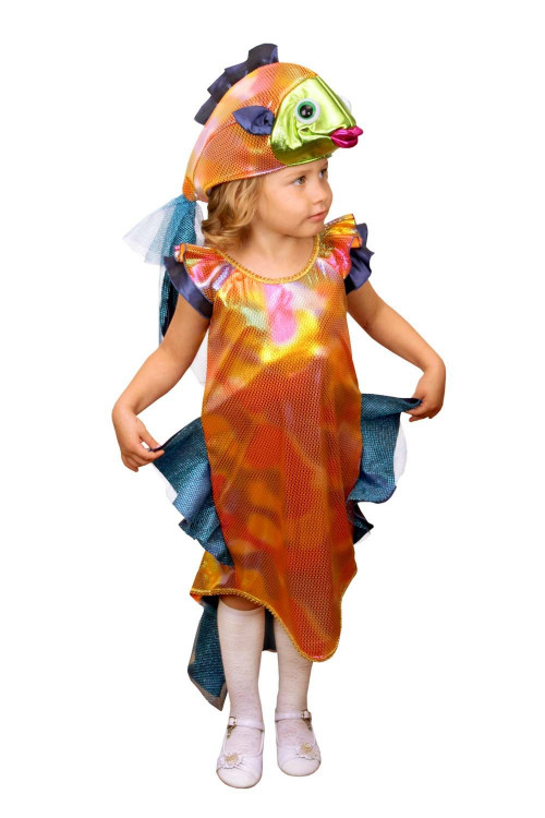 Карнавальный костюм "Рыбка Золотая" детский, для девочки
