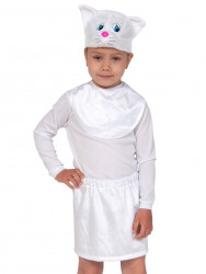 Карнавальный костюм "Кошечка белая лайт" для девочки