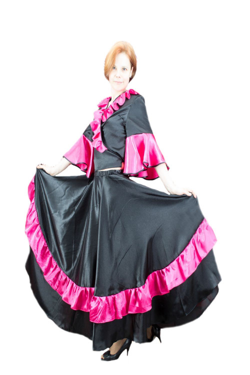 Карнавальный костюм "Цыганка" черно-розовый, взрослый
