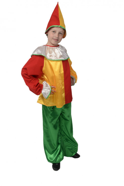 Карнавальный костюм Петрушка из креп-сатина детский