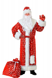 Маскарадный костюм "Дед Мороз" плюш красный