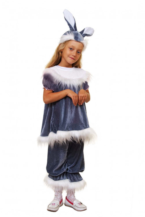 Карнавальный костюм "Зайчик серый" для девочки