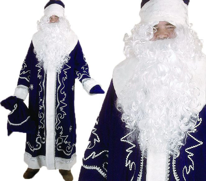 Дед Мороз Боярский синий (бархат с орнаментом)